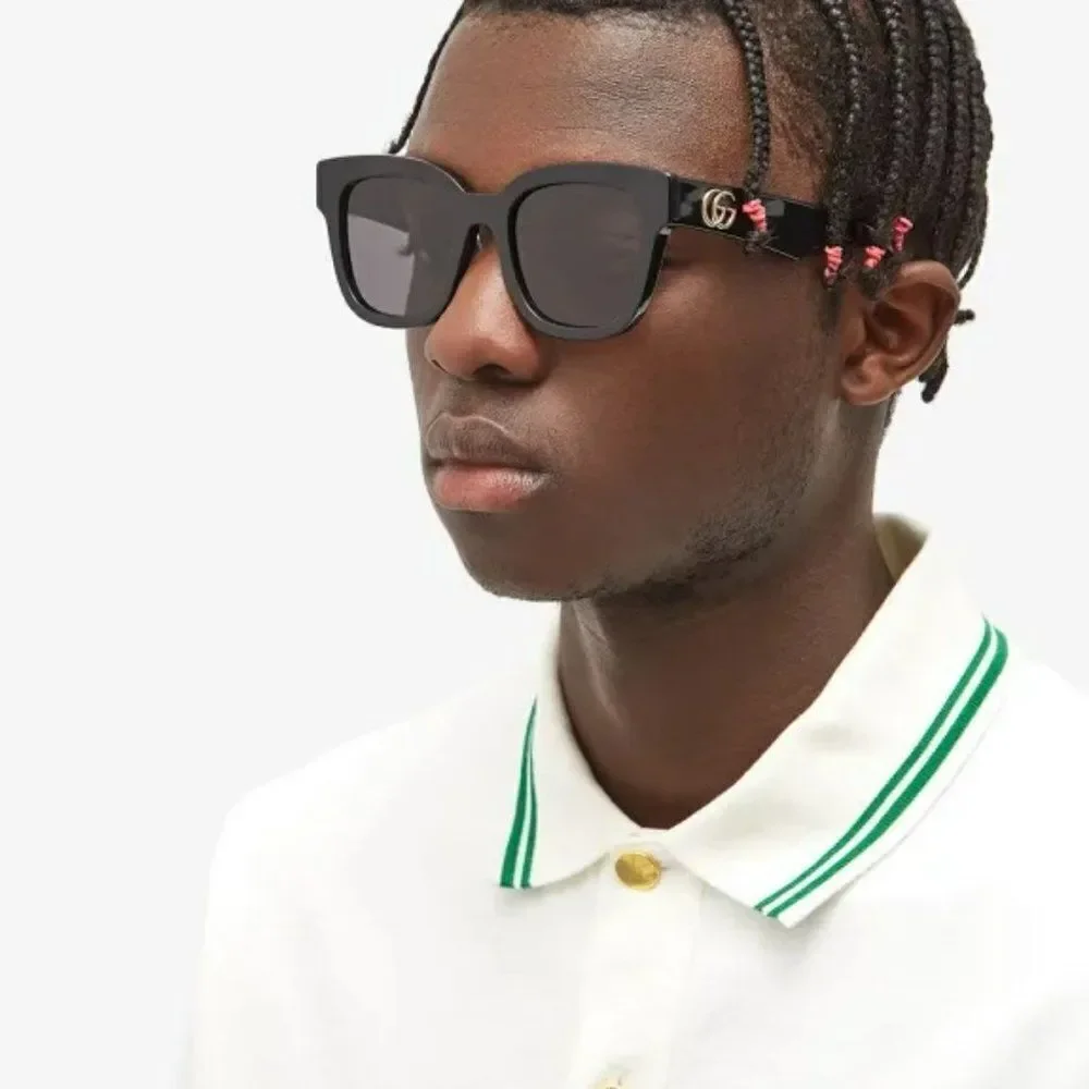 NEW Gucci GG0998S 001 Black Grey Square Unisex Sunglasses